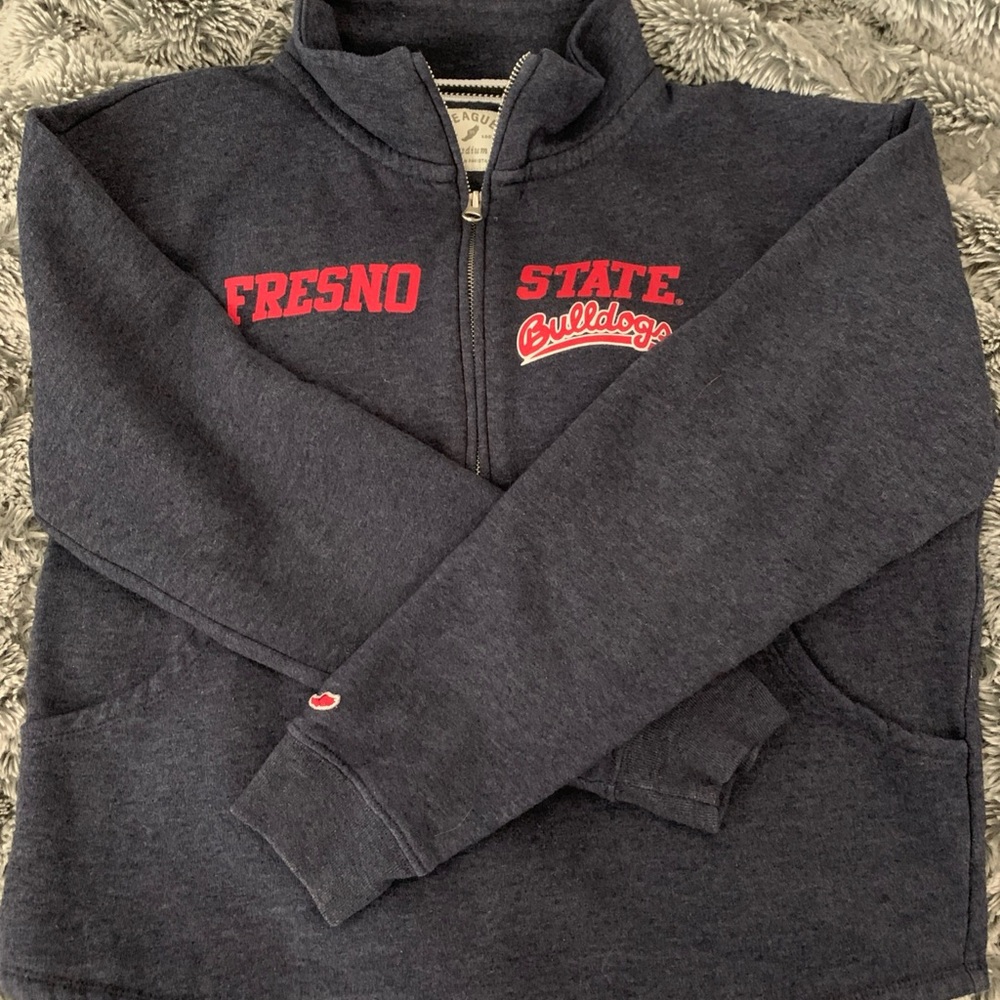 fresno state bulldogs LEAGUE 1/2 Zip Mock Neck Sweatshirt women’s M navy
